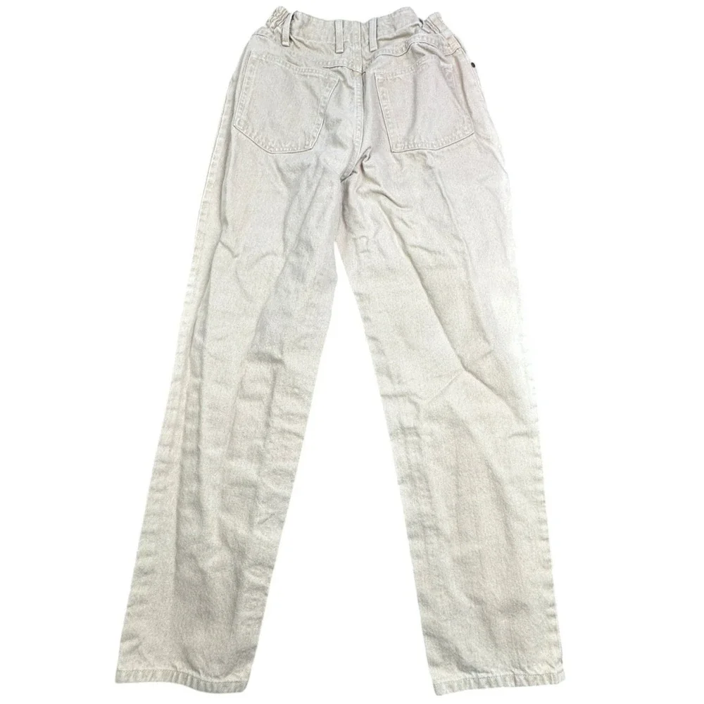 LL Bean‎ Original Fit Relaxed Jeans Womens 10 Tan High Rise Elastic Waist 90s